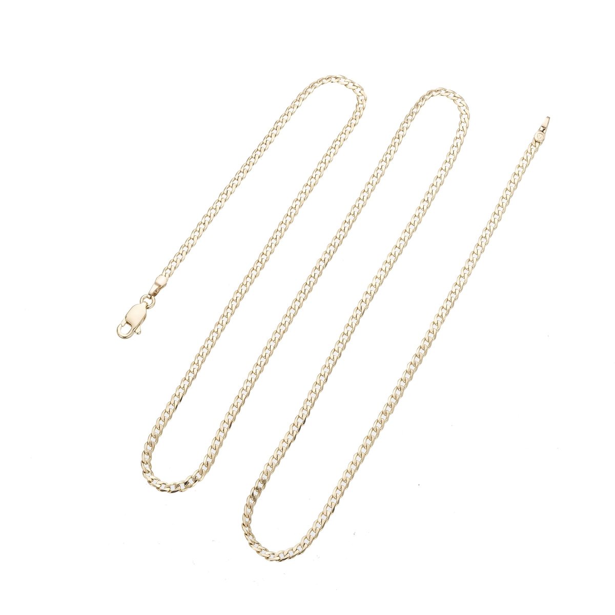 14K Gold Plated - 23.5 Inches Curb Chain Necklace - 2mm Curb Necklace w/ Lobster Clasps | CN-262 Clearance Pricing