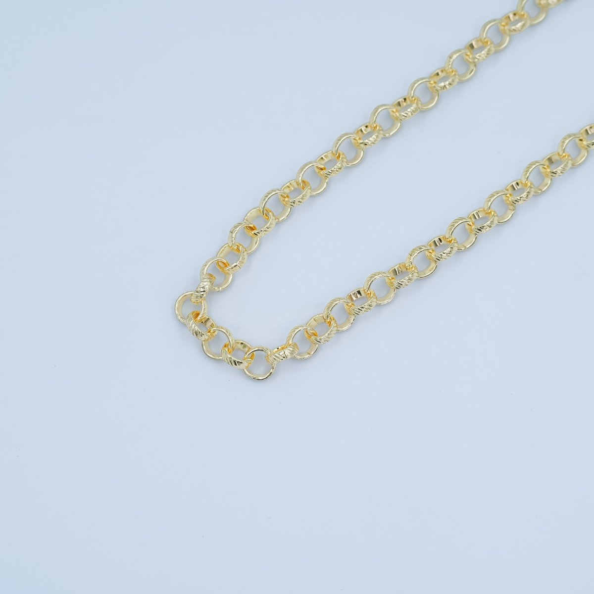 14K Gold Plated Rolo Cable Chain by Yard, Gold Plated Cable Rolo Chain, Wholesale bulk Roll Chain for Jewelry Making, Thickness 2mm, ROLL-030 Clearance Pricing
