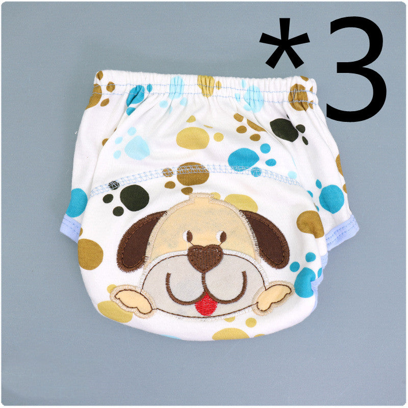 Summer Embroidered Baby Cotton Learning Pants Diaper Pocket Waterproof Training Pants Leak-Proof Breathable Bread Pants