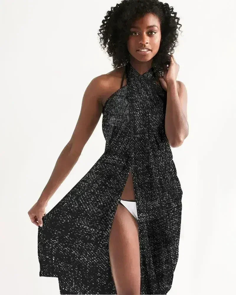 Sheer Sarong Swimsuit Cover Up Wrap / Distressed Black