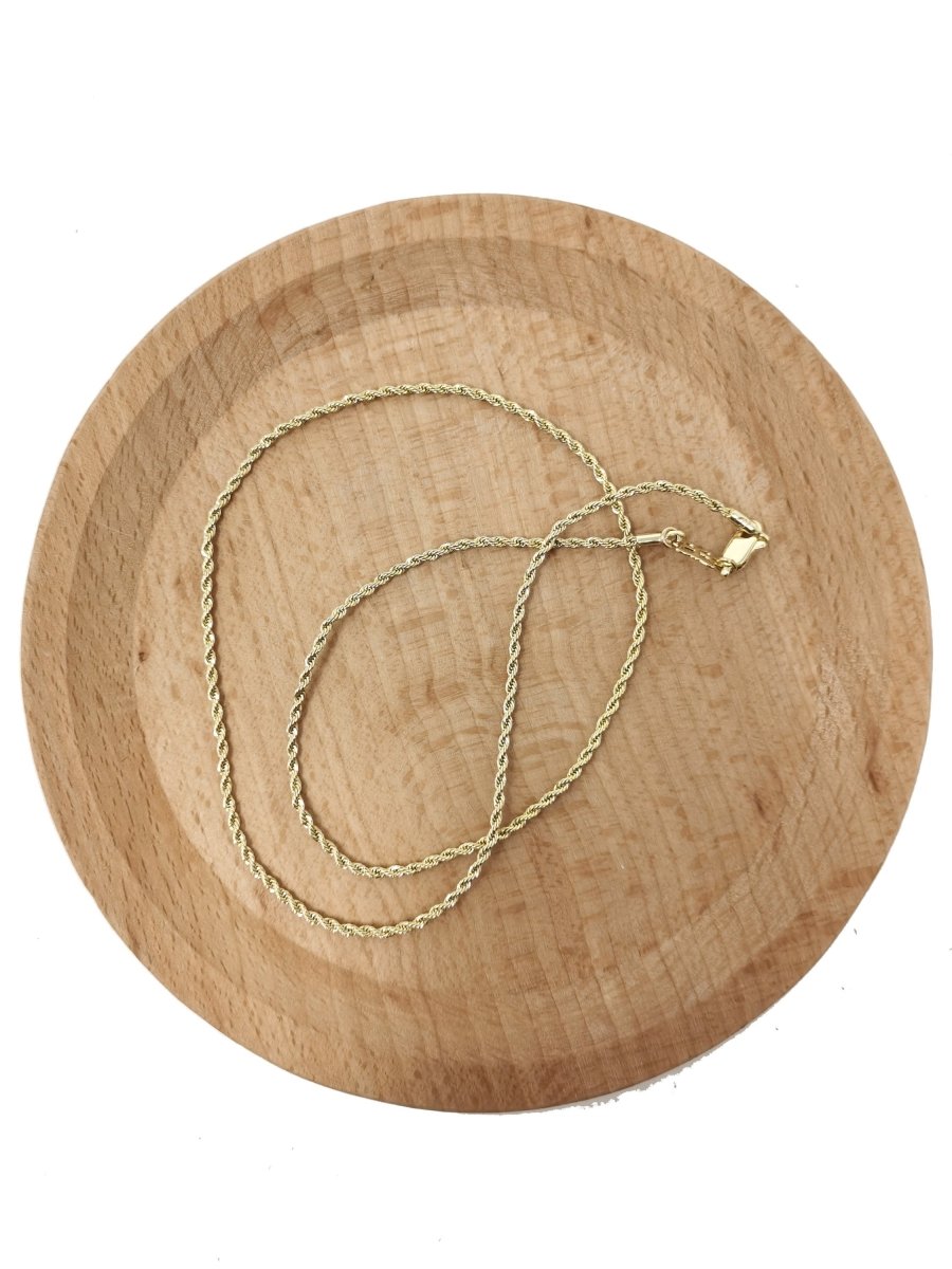 1.5mm Rope Chain Necklace - 14K Gold Plated Necklace Chain - 17.7 Inches Rope Necklace w/Lobster Clasps | CN-562 Clearance Pricing