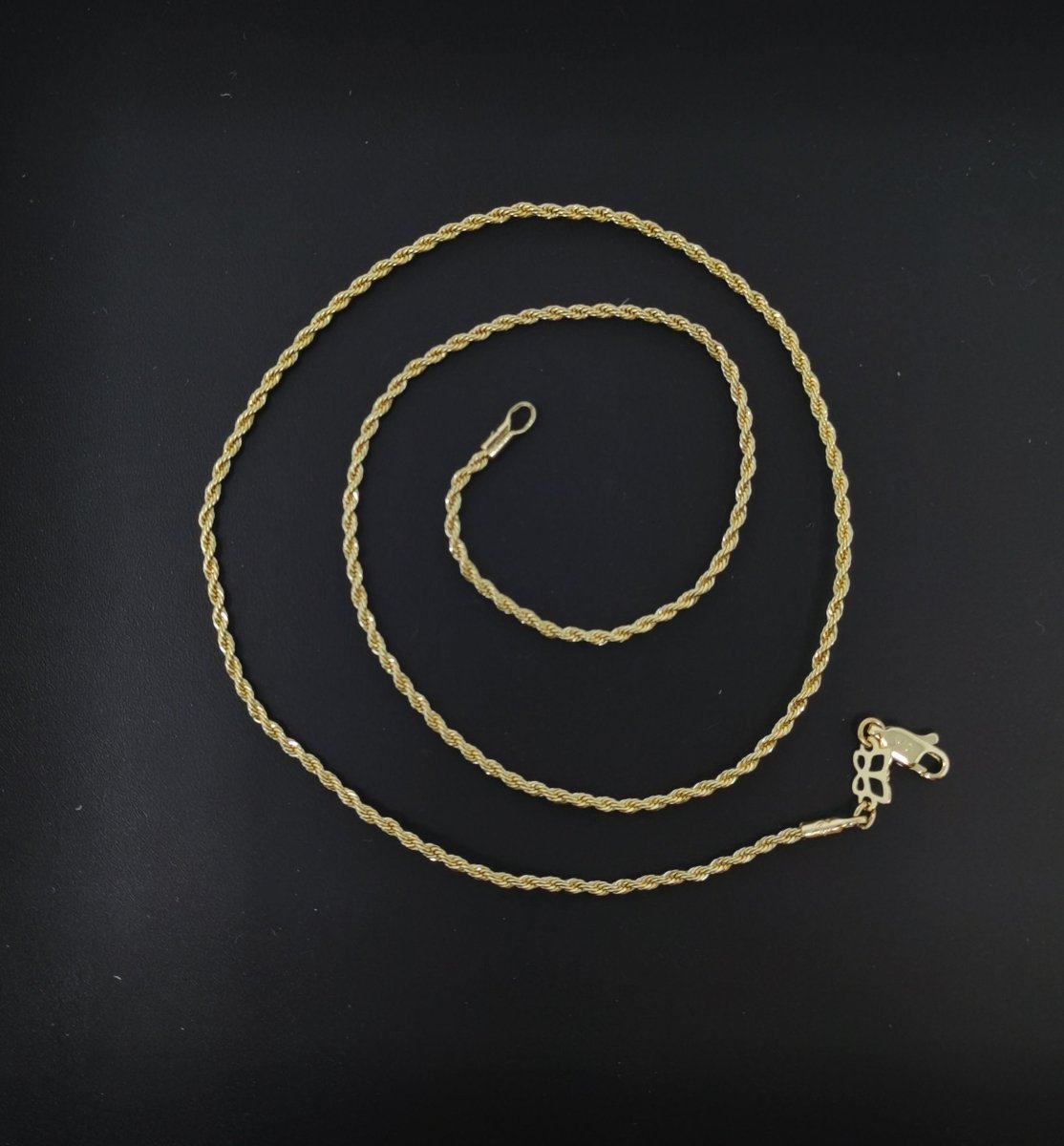 1.5mm Rope Chain Necklace - 14K Gold Plated Necklace Chain - 17.7 Inches Rope Necklace w/Lobster Clasps | CN-562 Clearance Pricing