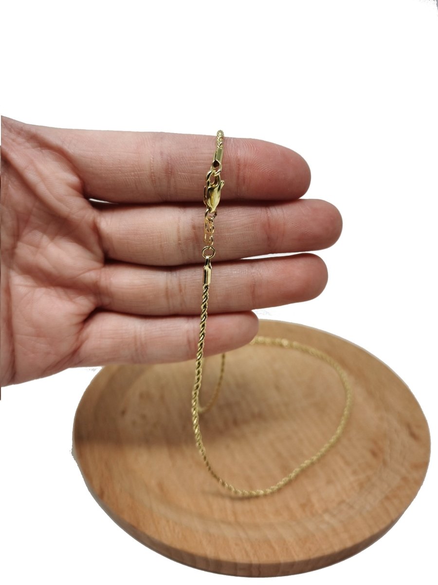 1.5mm Rope Chain Necklace - 14K Gold Plated Necklace Chain - 17.7 Inches Rope Necklace w/Lobster Clasps | CN-562 Clearance Pricing