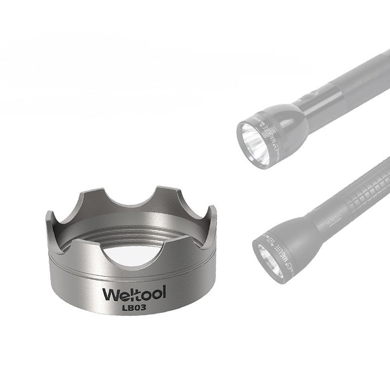 Stainless Steel Attack Head Cover For Micron Flashlight With Lens
