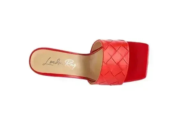 Woven High Heel Sandals - Square Toe Slip-On - Boho Summer Shoes