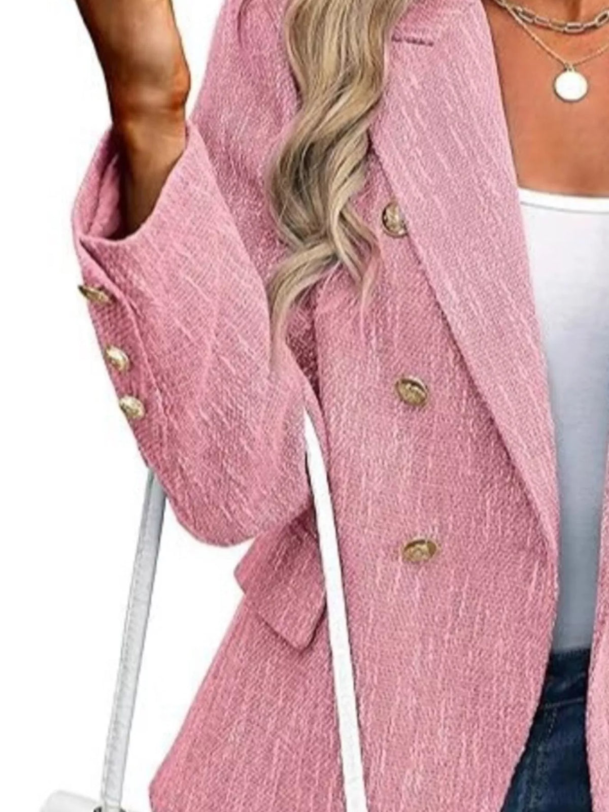 Double-Breasted Lapel Collar Blazer