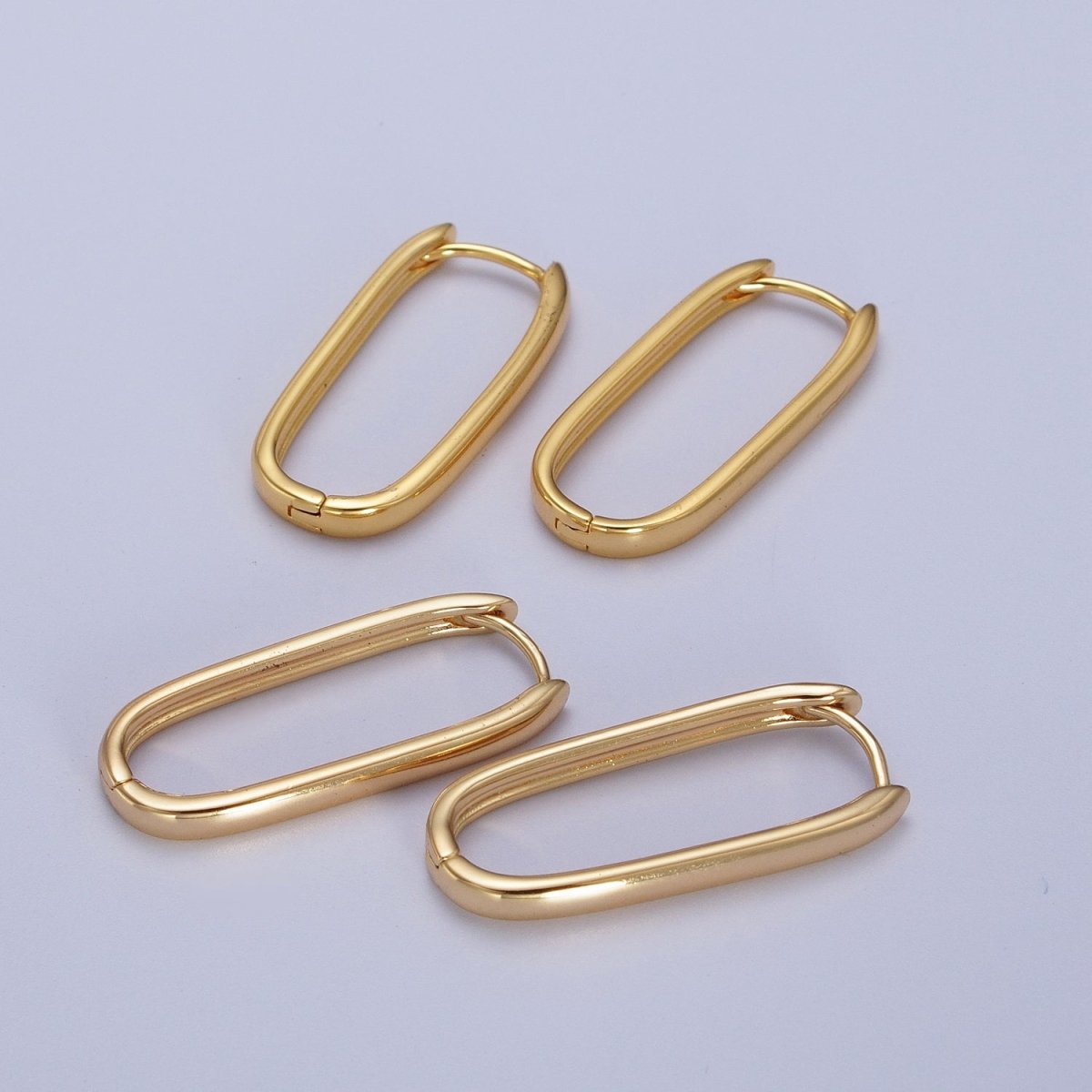 16K, 24K, 18K Gold Filled Oblong Rectangular Huggie Hoops Earring | AD-304 AD-305 AD-306