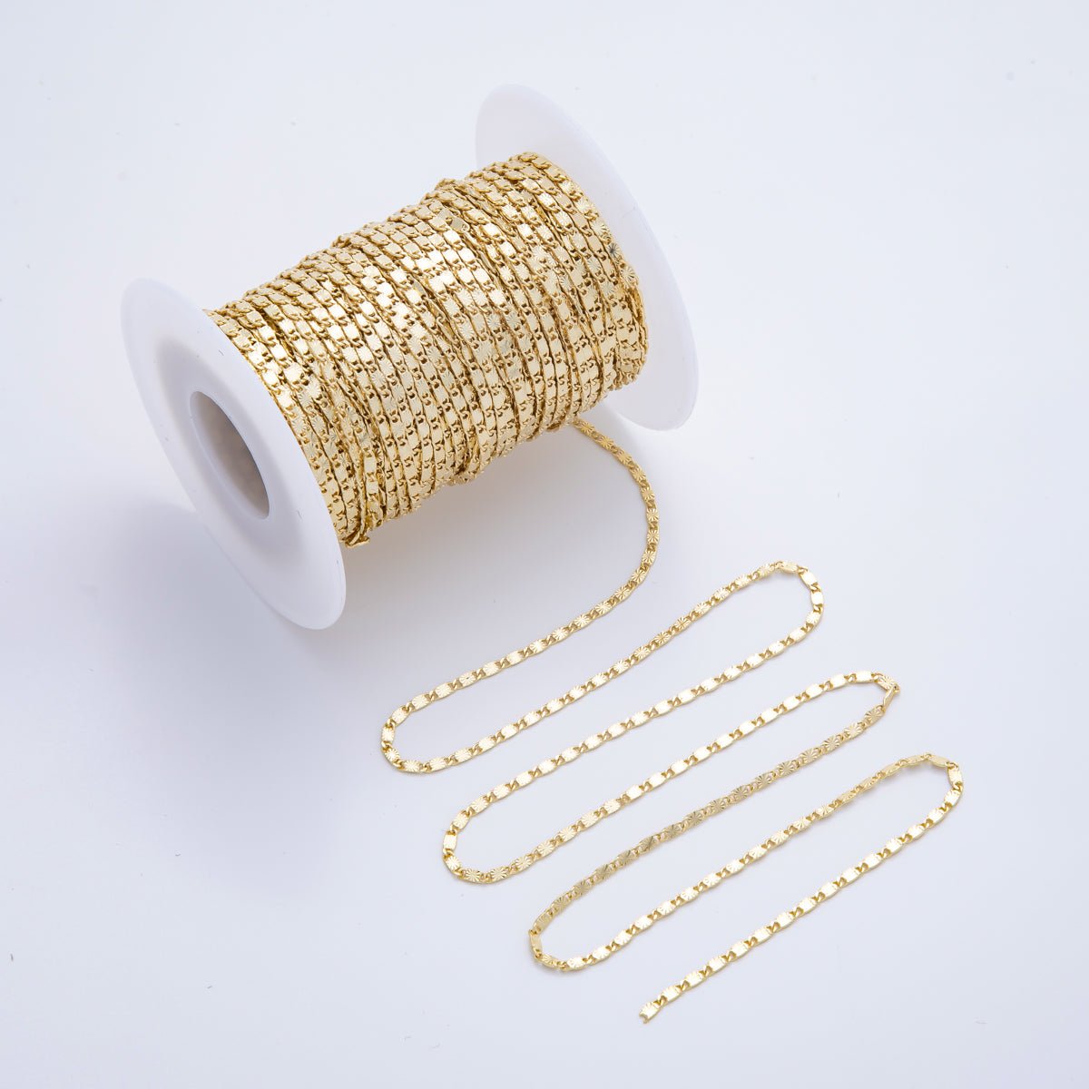 16K Gold Filled 5mm x 2mm Unfinished Starburst Link Anchor Chain by Yard | ROLL-1699