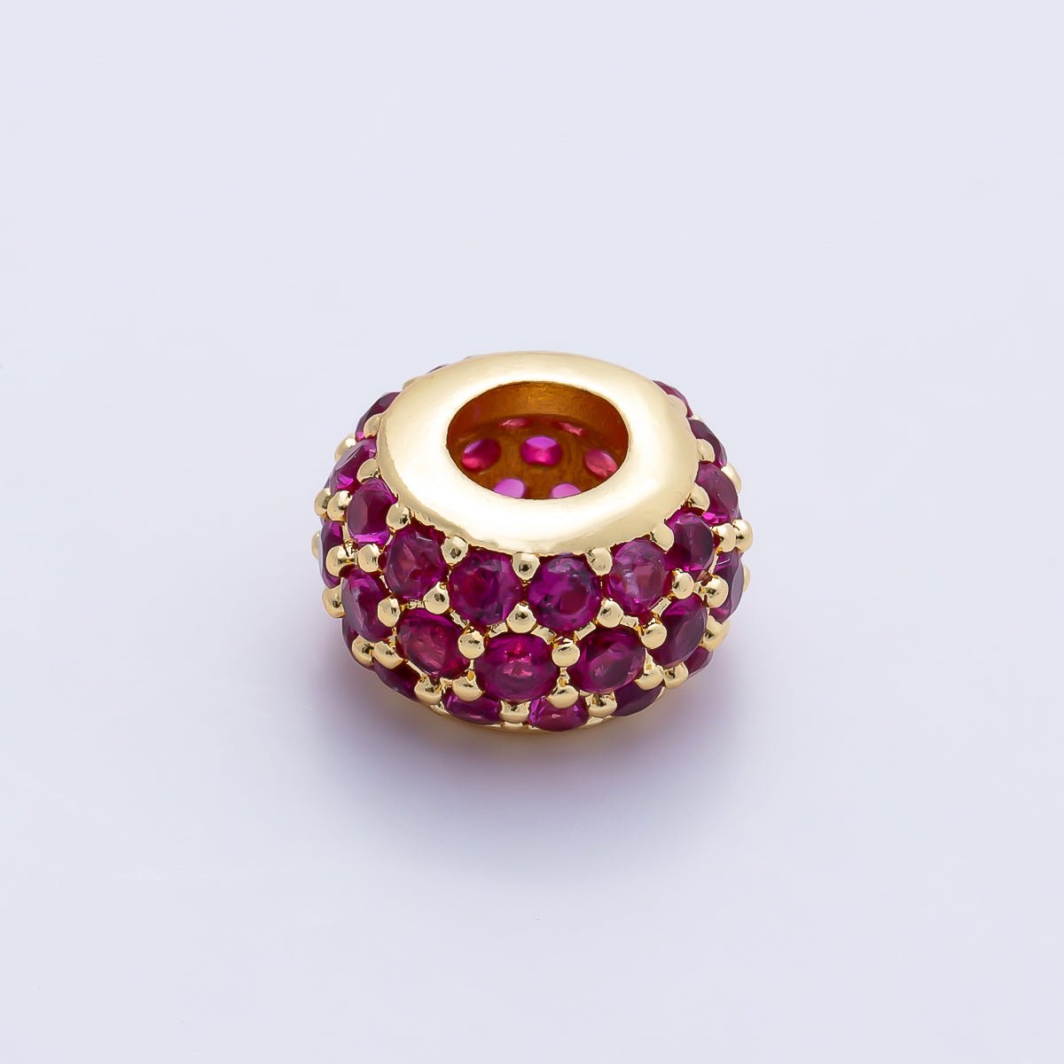 16K Gold Filled 10.5mm Micro Paved CZ Chubby Rondelle Bead | Beads-00387 ~ Beads-00398