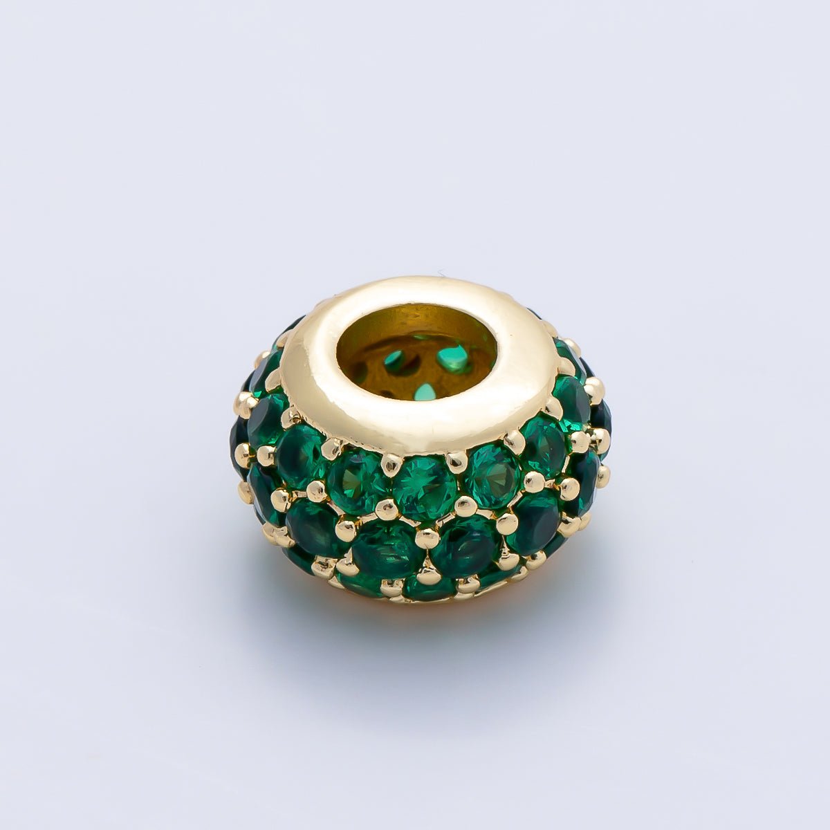 16K Gold Filled 10.5mm Micro Paved CZ Chubby Rondelle Bead | Beads-00387 ~ Beads-00398
