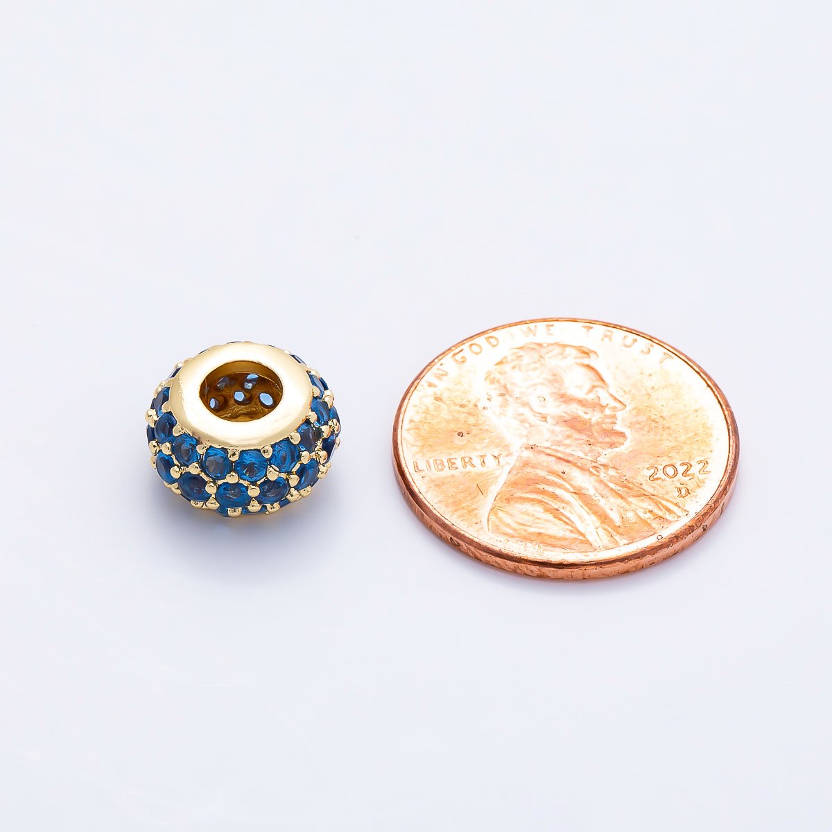 16K Gold Filled 10.5mm Micro Paved CZ Chubby Rondelle Bead | Beads-00387 ~ Beads-00398