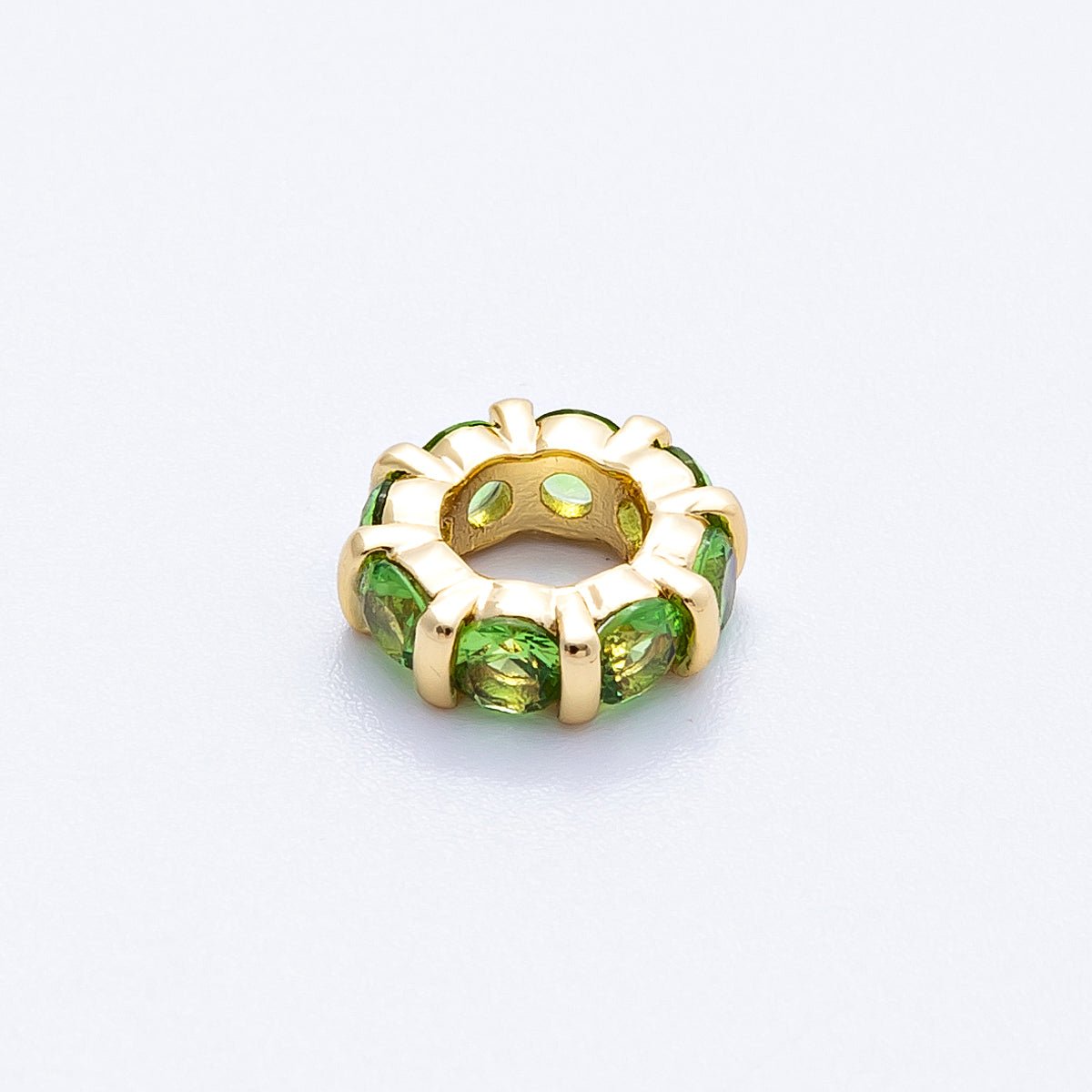 16K Gold Filled 10.5mm Personalized Birthstone Micro Paved Round CZ Rondelle Spacer Set | Beads-00113 - Beads-00124