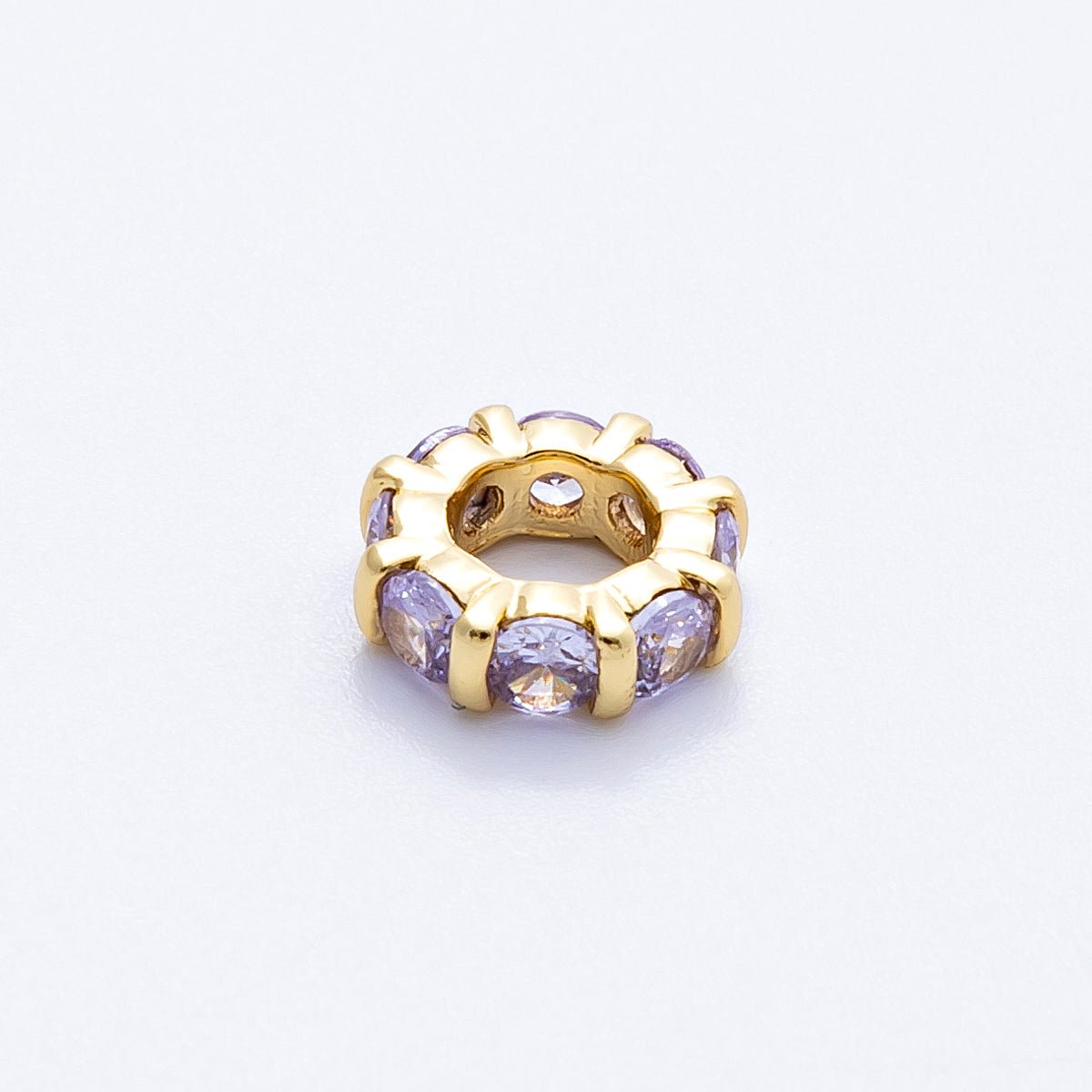 16K Gold Filled 10.5mm Personalized Birthstone Micro Paved Round CZ Rondelle Spacer Set | Beads-00113 - Beads-00124