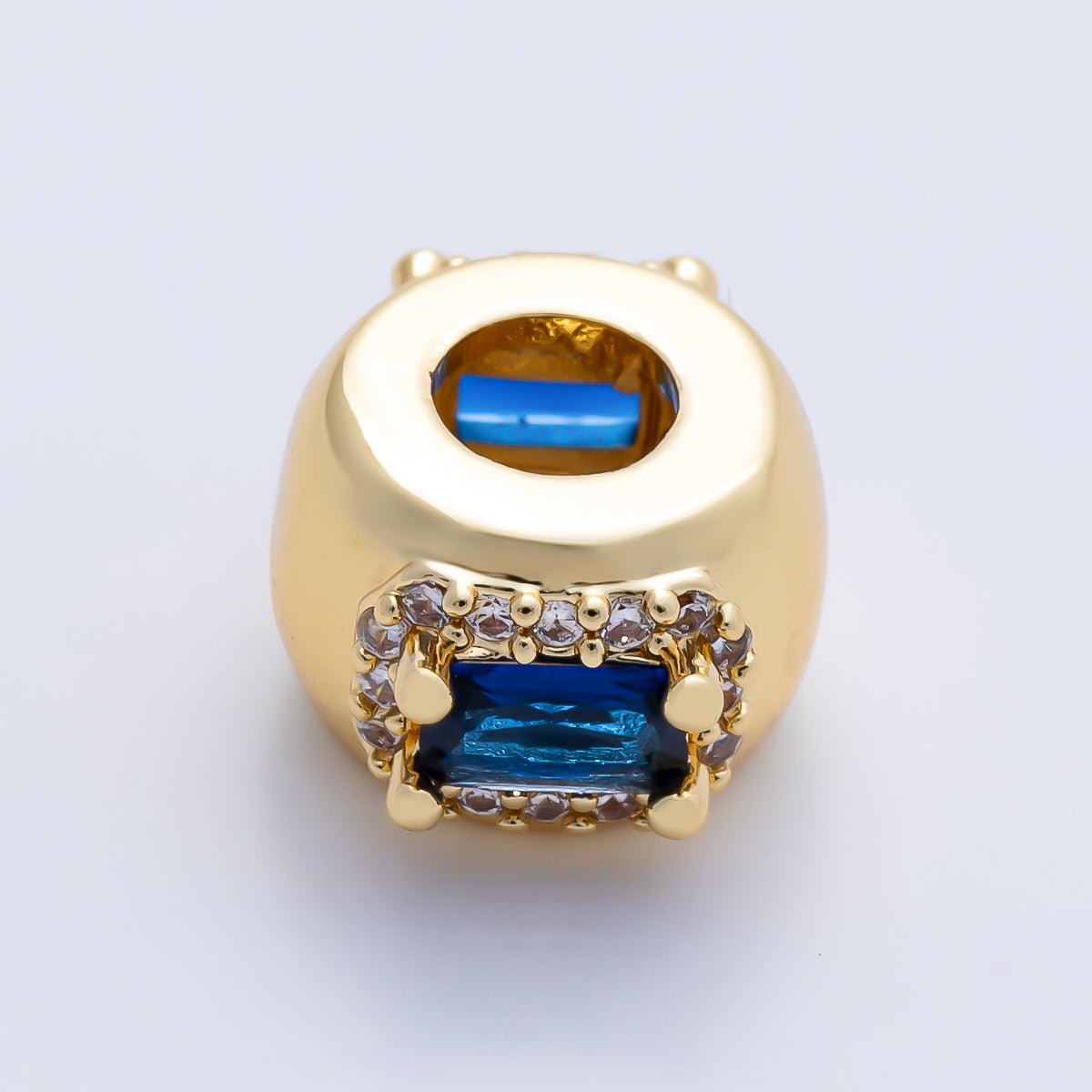 16K Gold Filled 10mm Birthstone Baguette Micro Paved CZ Chubby Rondelle Bead | Beads-00363 ~ Beads-00374
