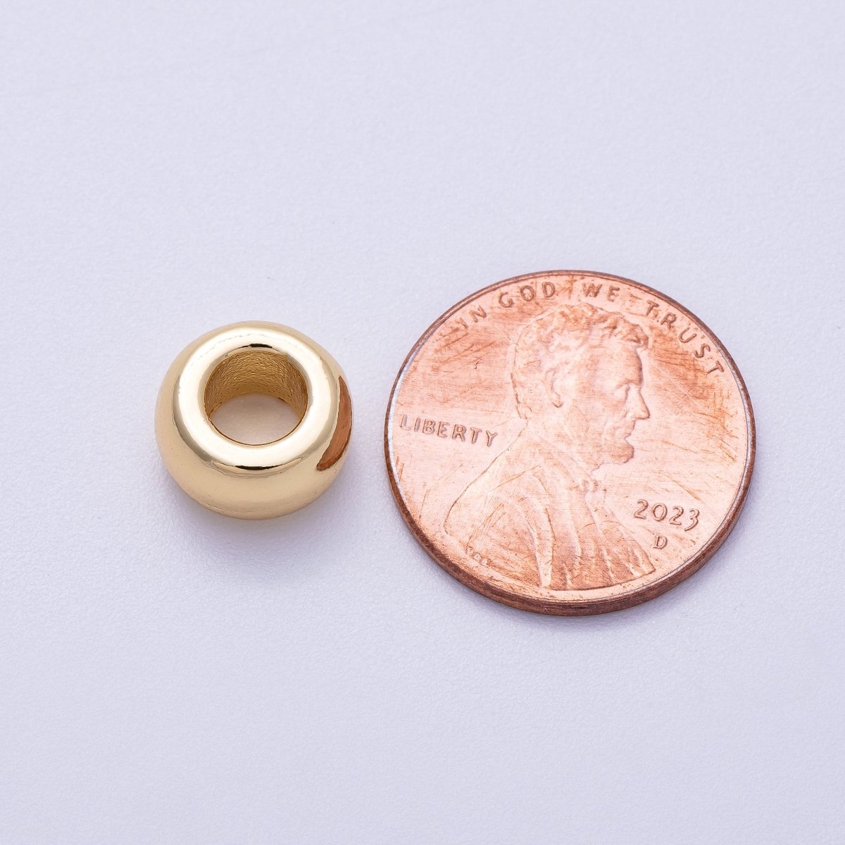 16K Gold Filled 10mm Chubby Round Thick Spacer Rondelle in Gold & Silver | Beads-00239 Beads-00240