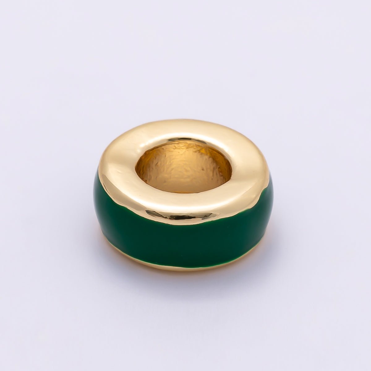 16K Gold Filled 10mm Colorful Enamel Round Flat Rondelle Spacer Beads | Beads-00313 ~ Beads-00323
