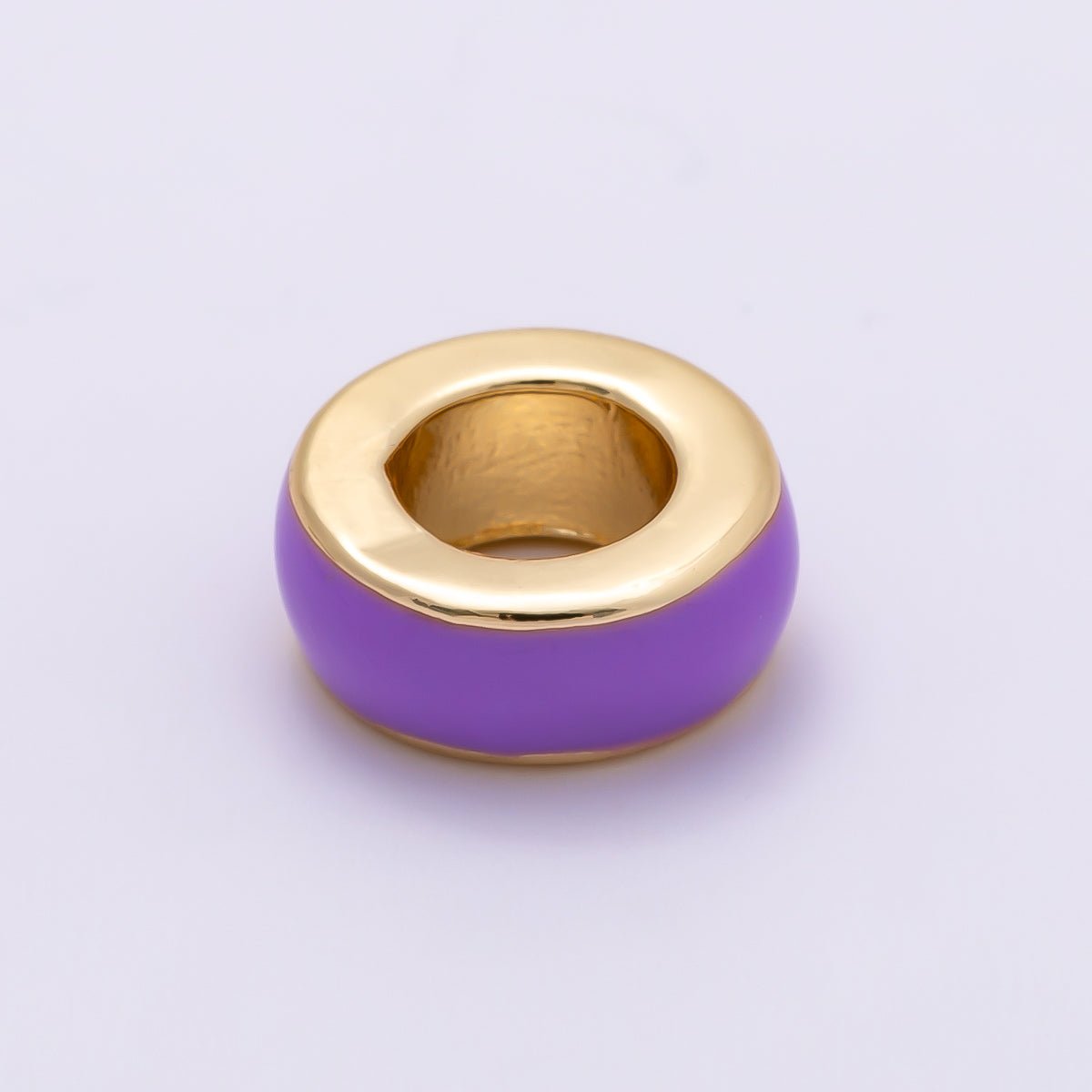 16K Gold Filled 10mm Colorful Enamel Round Flat Rondelle Spacer Beads | Beads-00313 ~ Beads-00323