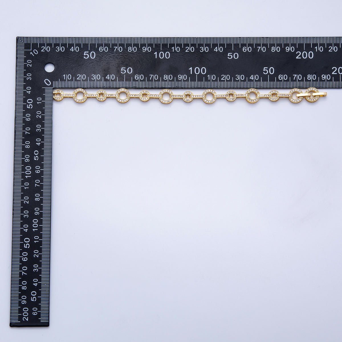16K Gold Filled 10mm Micro Paved CZ Rolo Chain 7 Inch Adjustable Bracelet | WA-04046