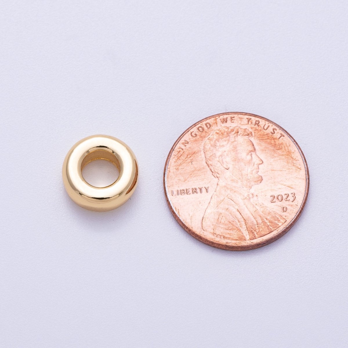16K Gold Filled 10mm Minimalist Round Geometric Spacer Rondelle in Gold & Silver | Beads-00237 Beads-00238
