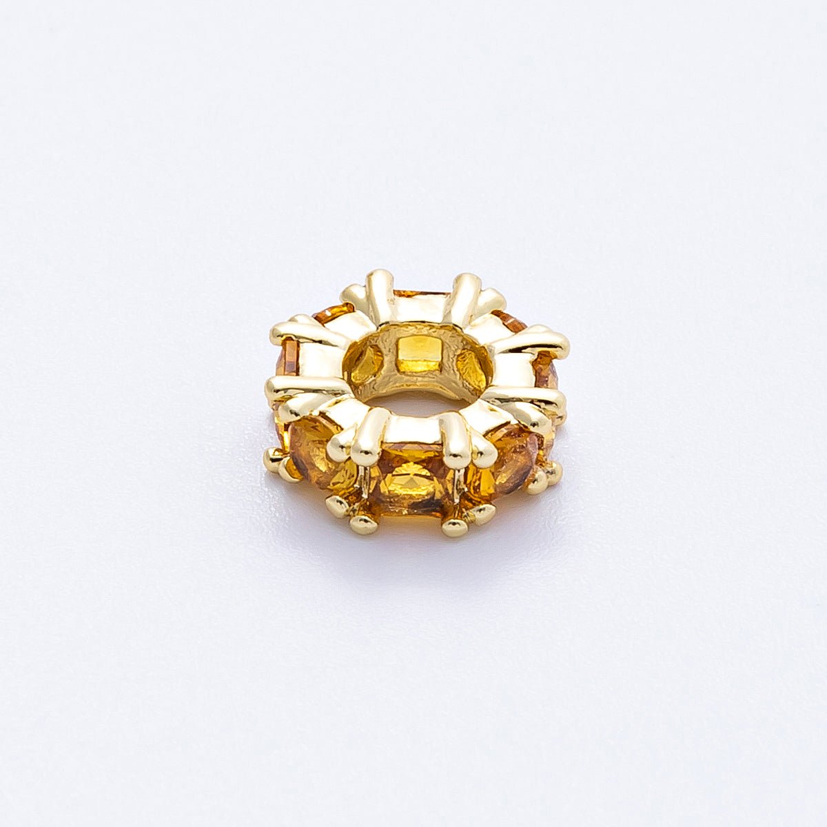 16K Gold Filled 10mm Personalized Baguette Birthstone CZ Rondelle Spacer Set | Beads-00089 - Beads-00100