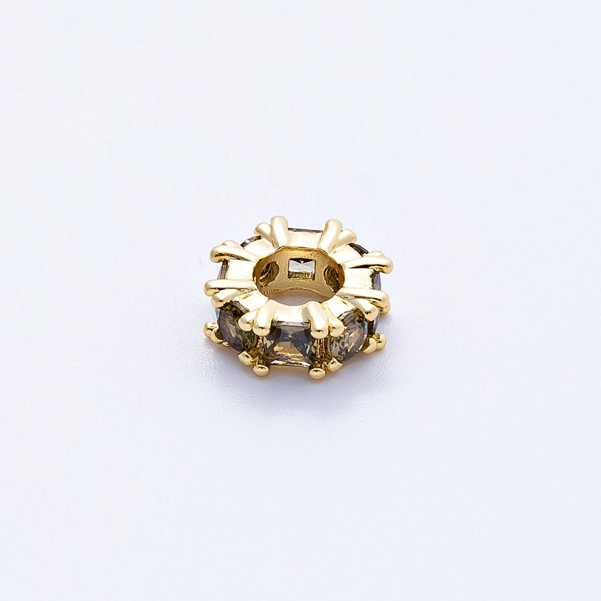 16K Gold Filled 10mm Personalized Baguette Birthstone CZ Rondelle Spacer Set | Beads-00089 - Beads-00100