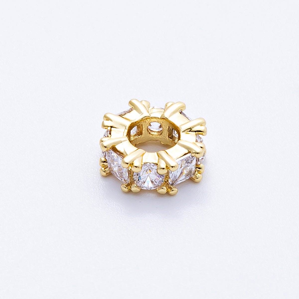 16K Gold Filled 10mm Personalized Baguette Birthstone CZ Rondelle Spacer Set | Beads-00089 - Beads-00100