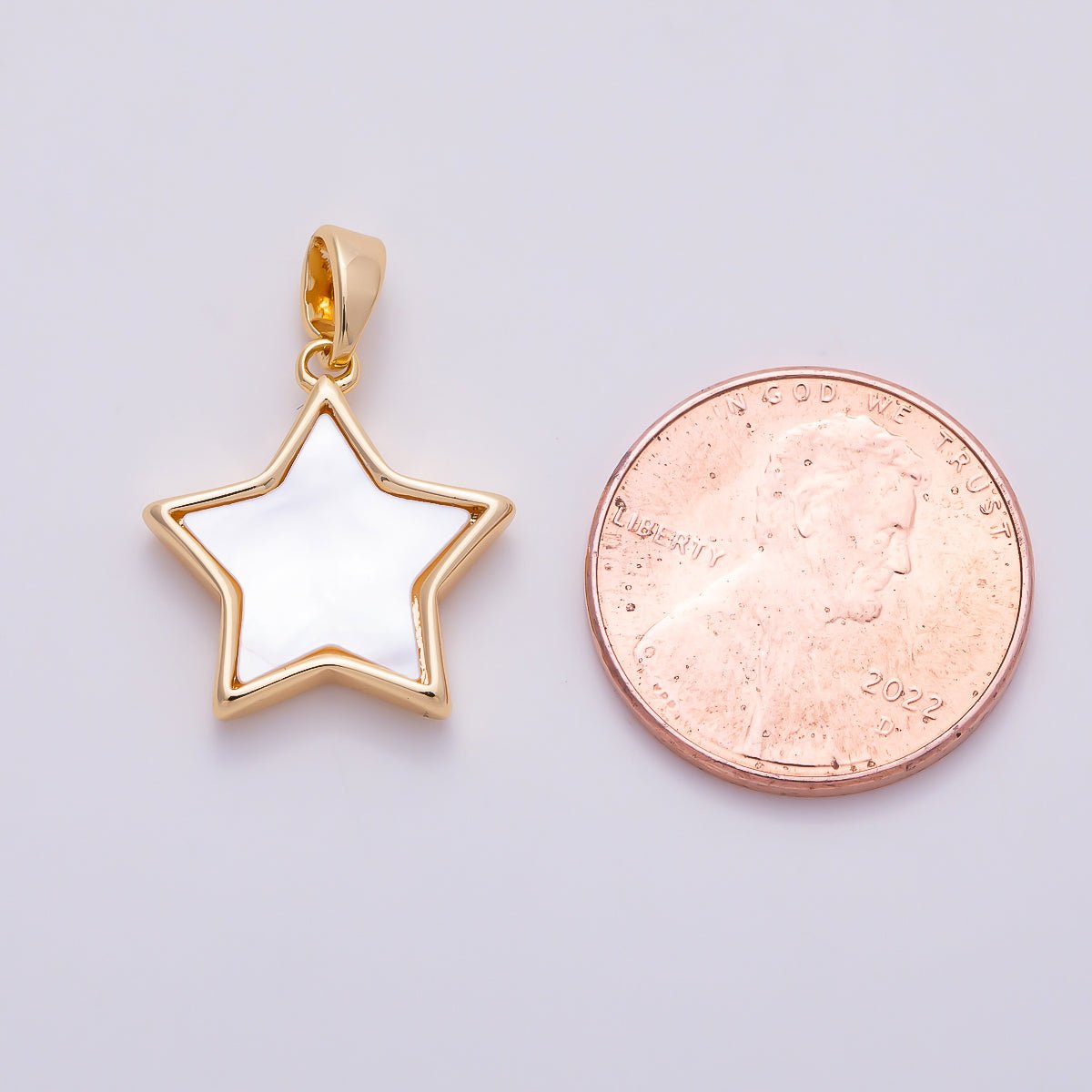 16K Gold Filled 10mm Shell Pearl Celestial Star Charm in Gold & Silver | Charms-01514 Charms-01515