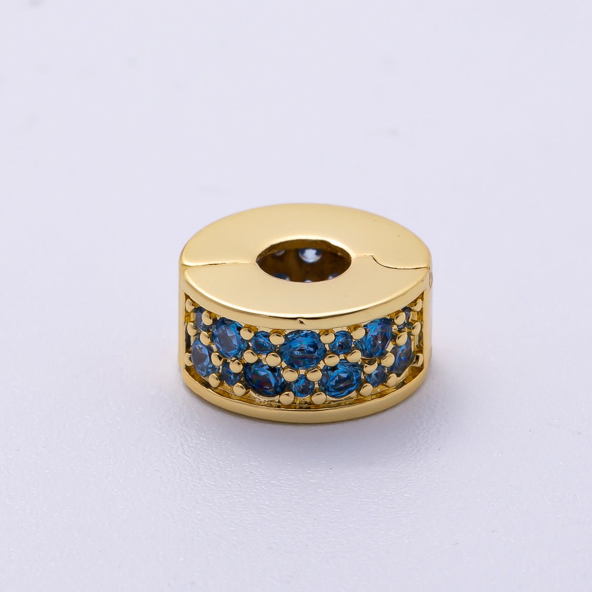 16K Gold Filled 10mm Snap Clip Open Micro Paved CZ Birthstone Spacer Rondelle Personalized Set | Beads-00220 ~ Beads-00231