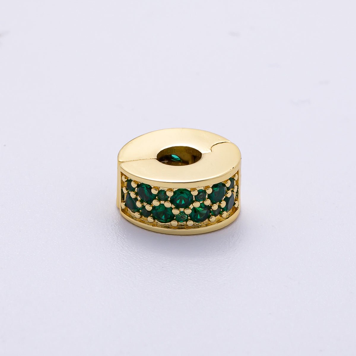 16K Gold Filled 10mm Snap Clip Open Micro Paved CZ Birthstone Spacer Rondelle Personalized Set | Beads-00220 ~ Beads-00231
