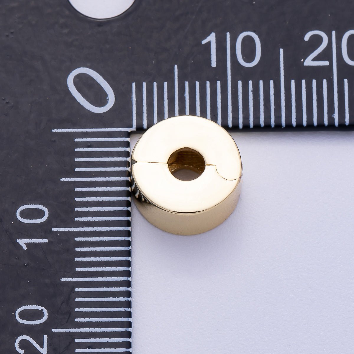 16K Gold Filled 10mm Snap Clip Open Minimalist Spacer Rondelle | Beads-00233