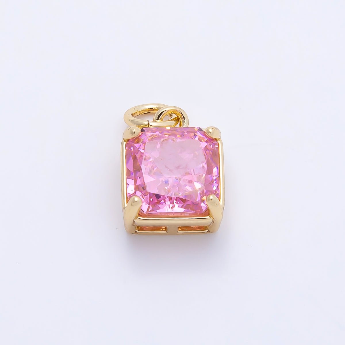 16K Gold Filled 11mm Birthstone CZ Square Charm | Charms-01172 ~ Charms-01183