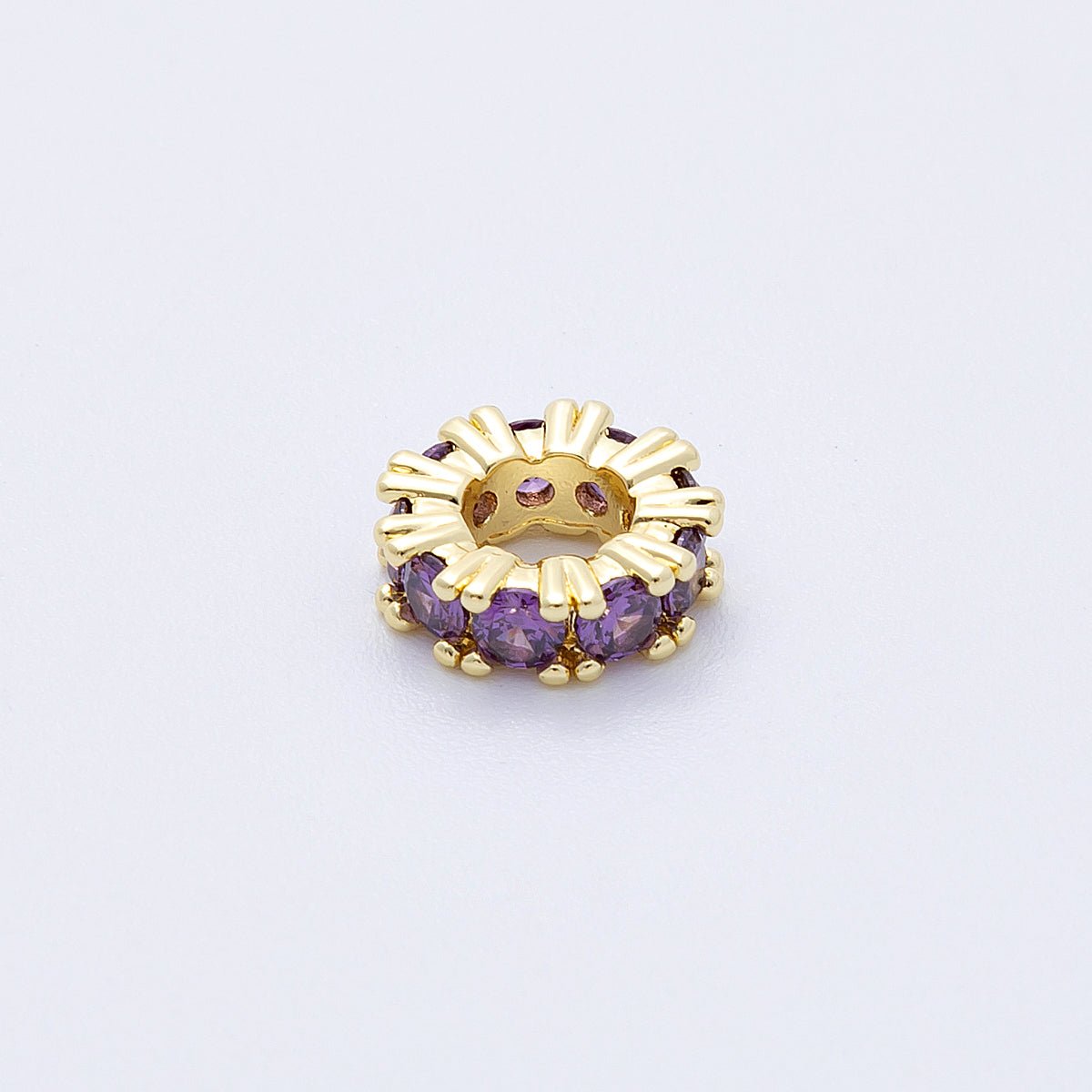 16K Gold Filled 11mm Birthstone Micro Paved CZ Personalized Rondelle Spacer Set | Beads-00065 ~ Beads-00076