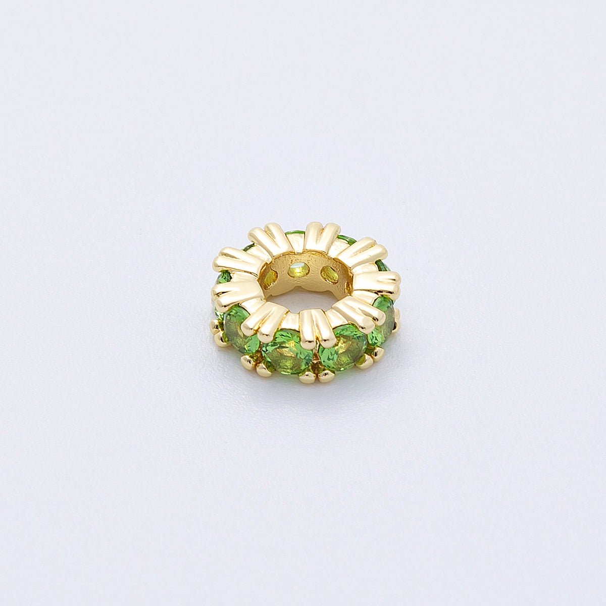 16K Gold Filled 11mm Birthstone Micro Paved CZ Personalized Rondelle Spacer Set | Beads-00065 ~ Beads-00076