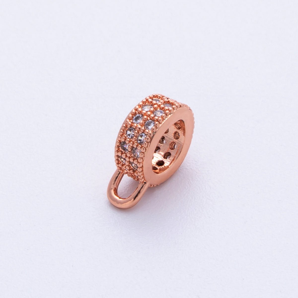 16K Gold Filled 11mm Double Micro Paved CZ Rondelle Loop Drop Finding in Gold, Silver and Rose Gold | Findings 00024 - 00026