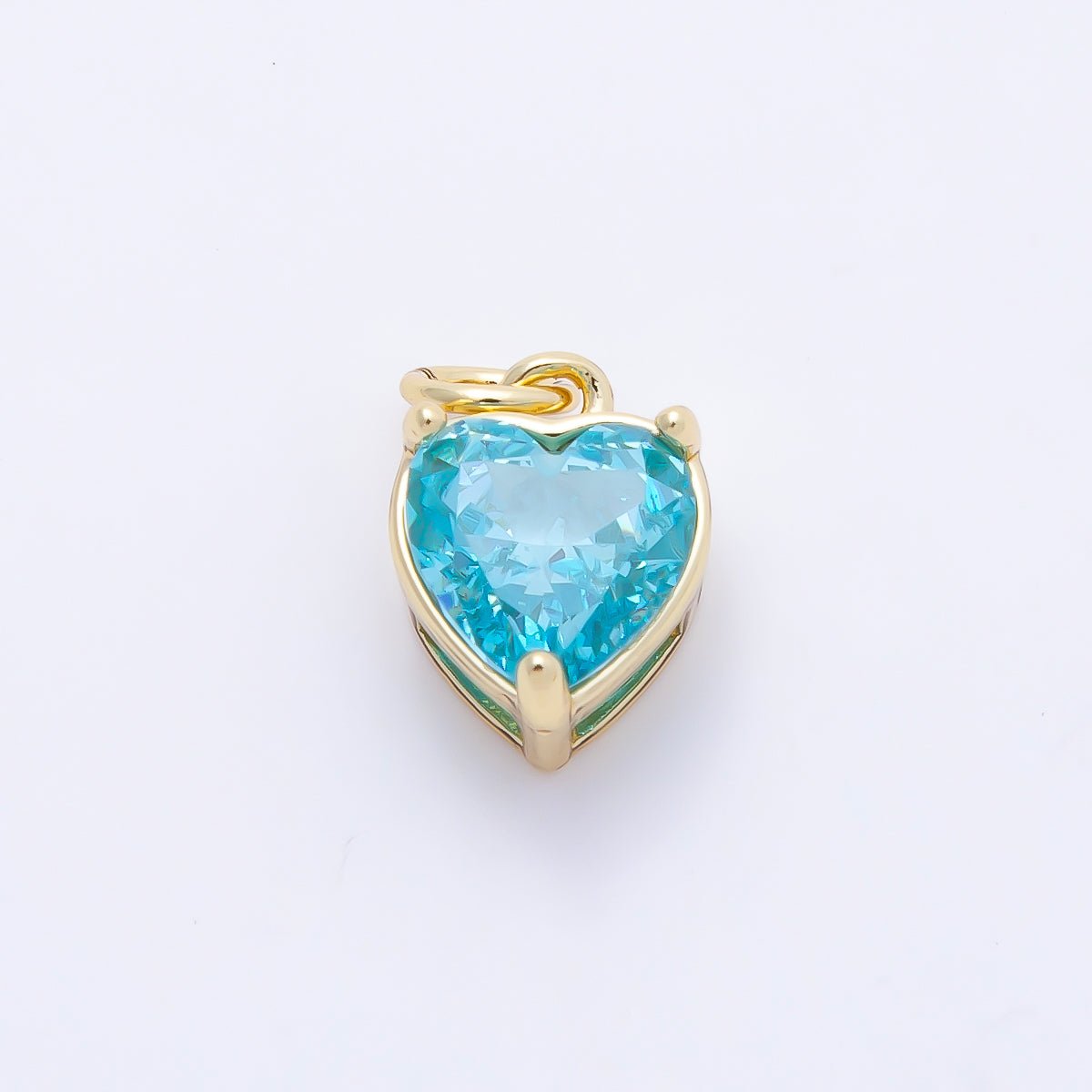 16K Gold Filled 12mm Birthstone CZ Heart Charm | Charms-01184 ~ Charms-01195
