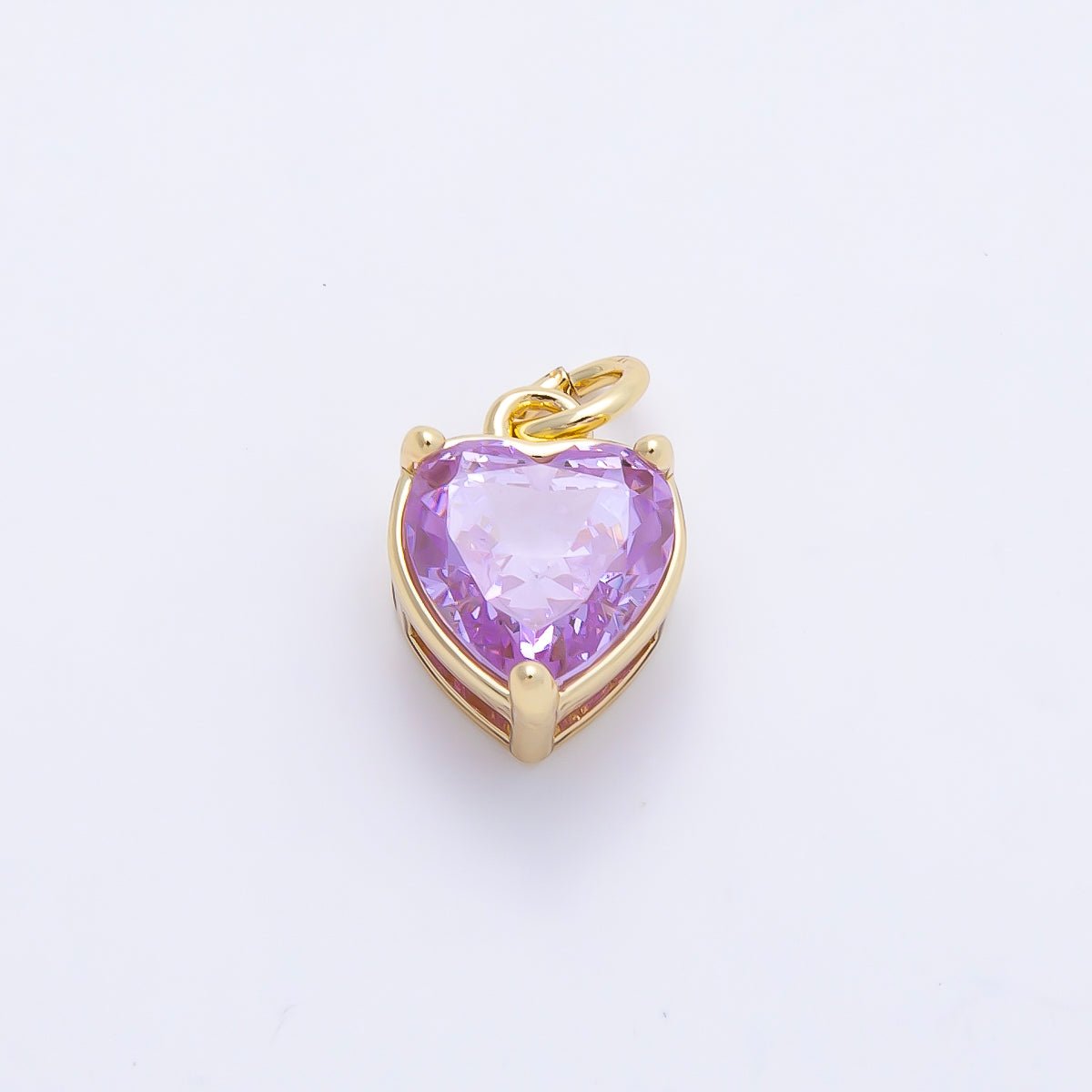 16K Gold Filled 12mm Birthstone CZ Heart Charm | Charms-01184 ~ Charms-01195