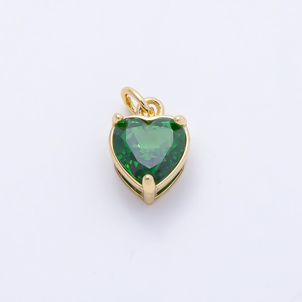 16K Gold Filled 12mm Birthstone CZ Heart Charm | Charms-01184 ~ Charms-01195