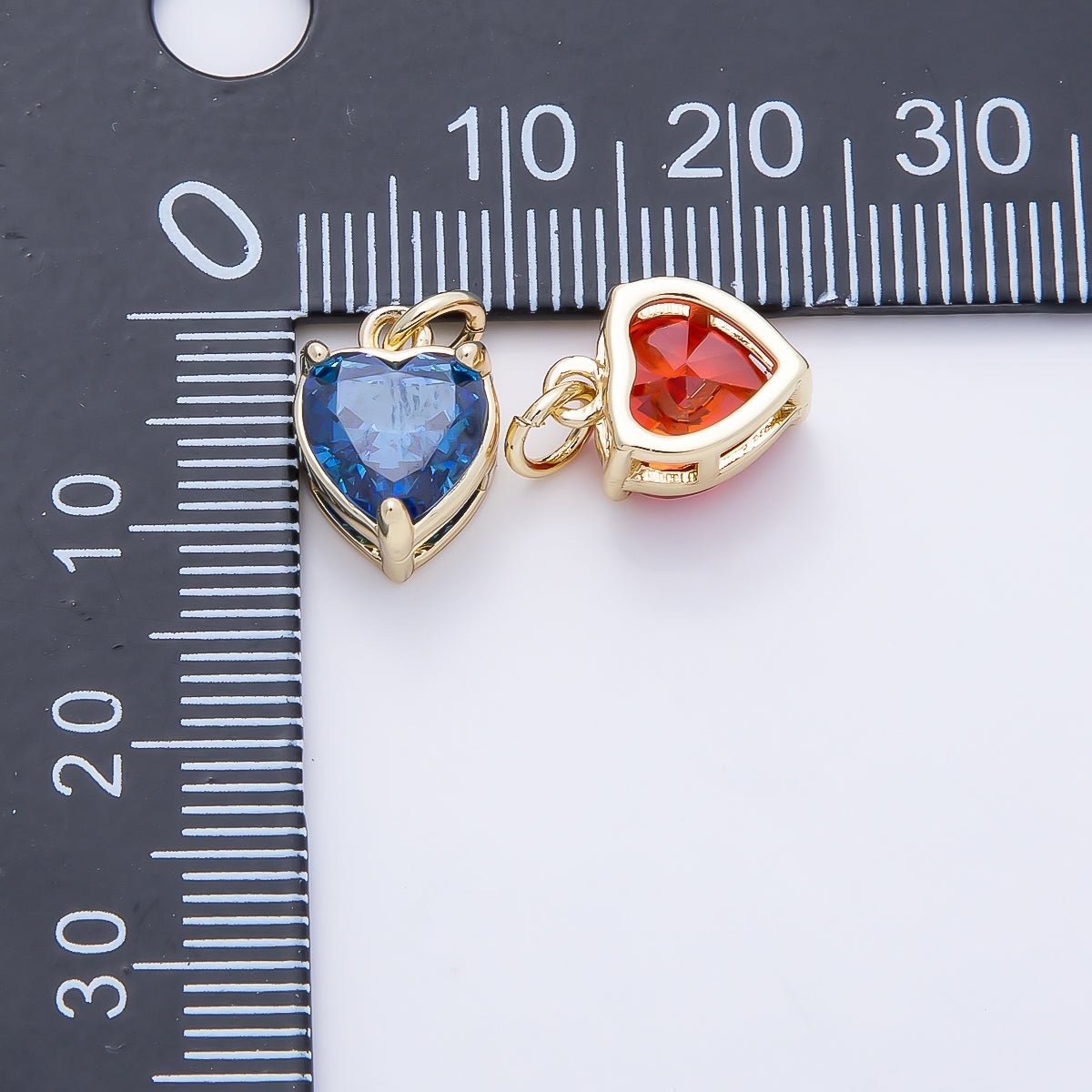 16K Gold Filled 12mm Birthstone CZ Heart Charm | Charms-01184 ~ Charms-01195