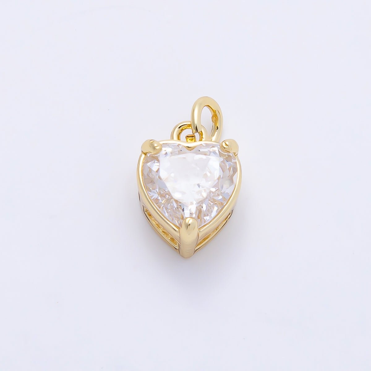 16K Gold Filled 12mm Birthstone CZ Heart Charm | Charms-01184 ~ Charms-01195
