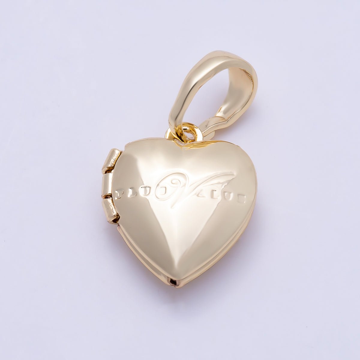 16K Gold Filled 12mm Engraved Chubby Heart Locket Pendant | Charms-01394