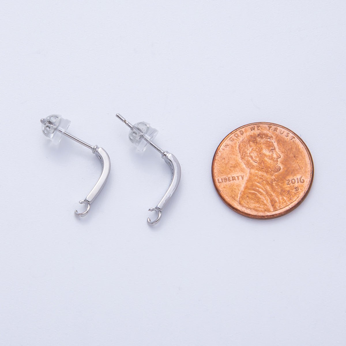 16K Gold Filled 13.5mm Micro Paved CZ Linear Drop Stud Earrings in Gold & Silver | Findings-00094 Findings-00093