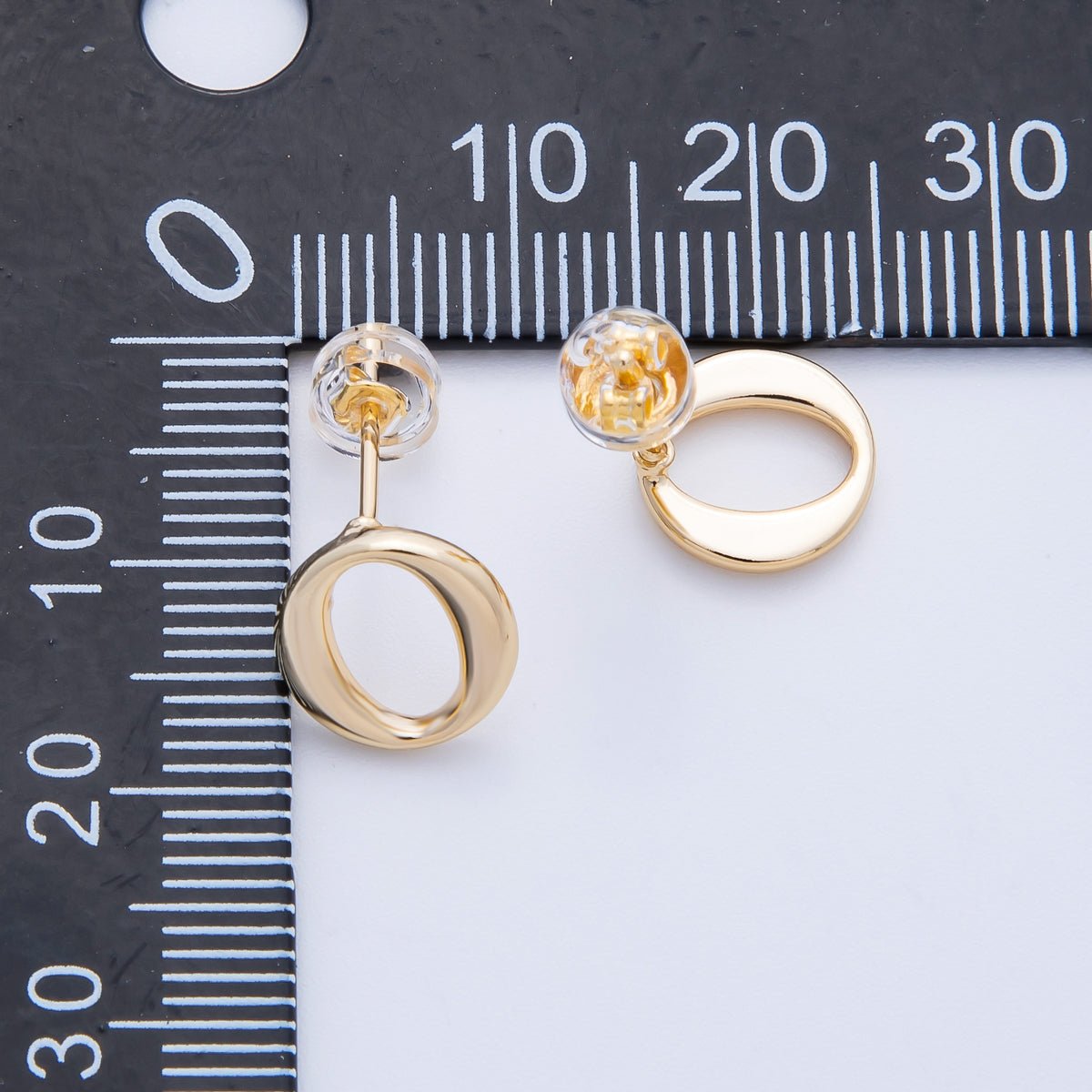 16K Gold Filled 13mm Minimalist Open Oval Drop Stud | Earrings-00228