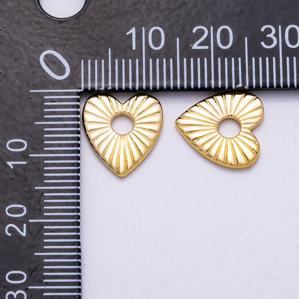 16K Gold Filled 13mm Sunburst Love Heart Spacer Mini Beads | BEADS-00236