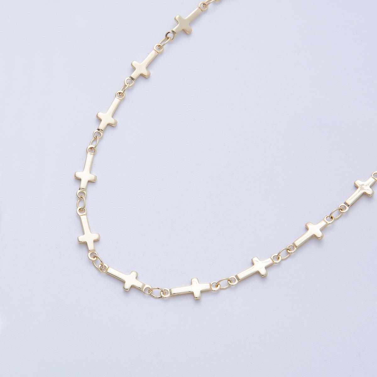 16K Gold Filled 13mm x 5mm Minimalist Religious Cross Unfinished Chain by Yard | Roll-01849
