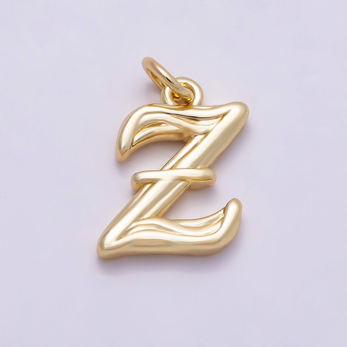 16K Gold Filled 14mm Minimalist Molten Alphabet Initial Letter Charm | Charms-00908 ~ Charms-00933