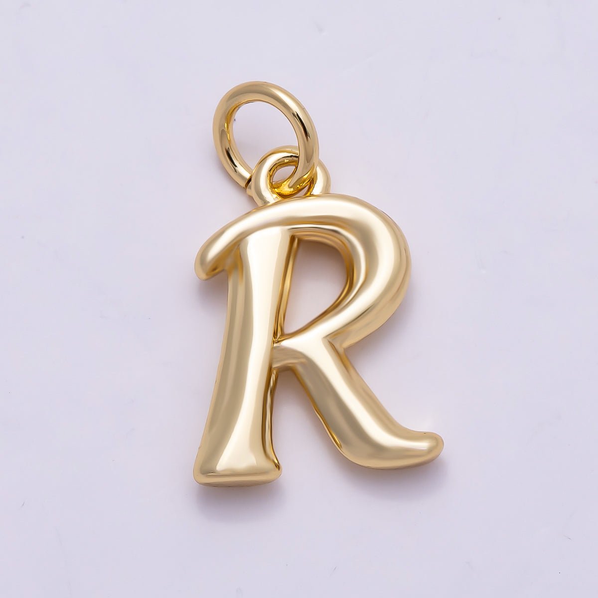 16K Gold Filled 14mm Minimalist Molten Alphabet Initial Letter Charm | Charms-00908 ~ Charms-00933
