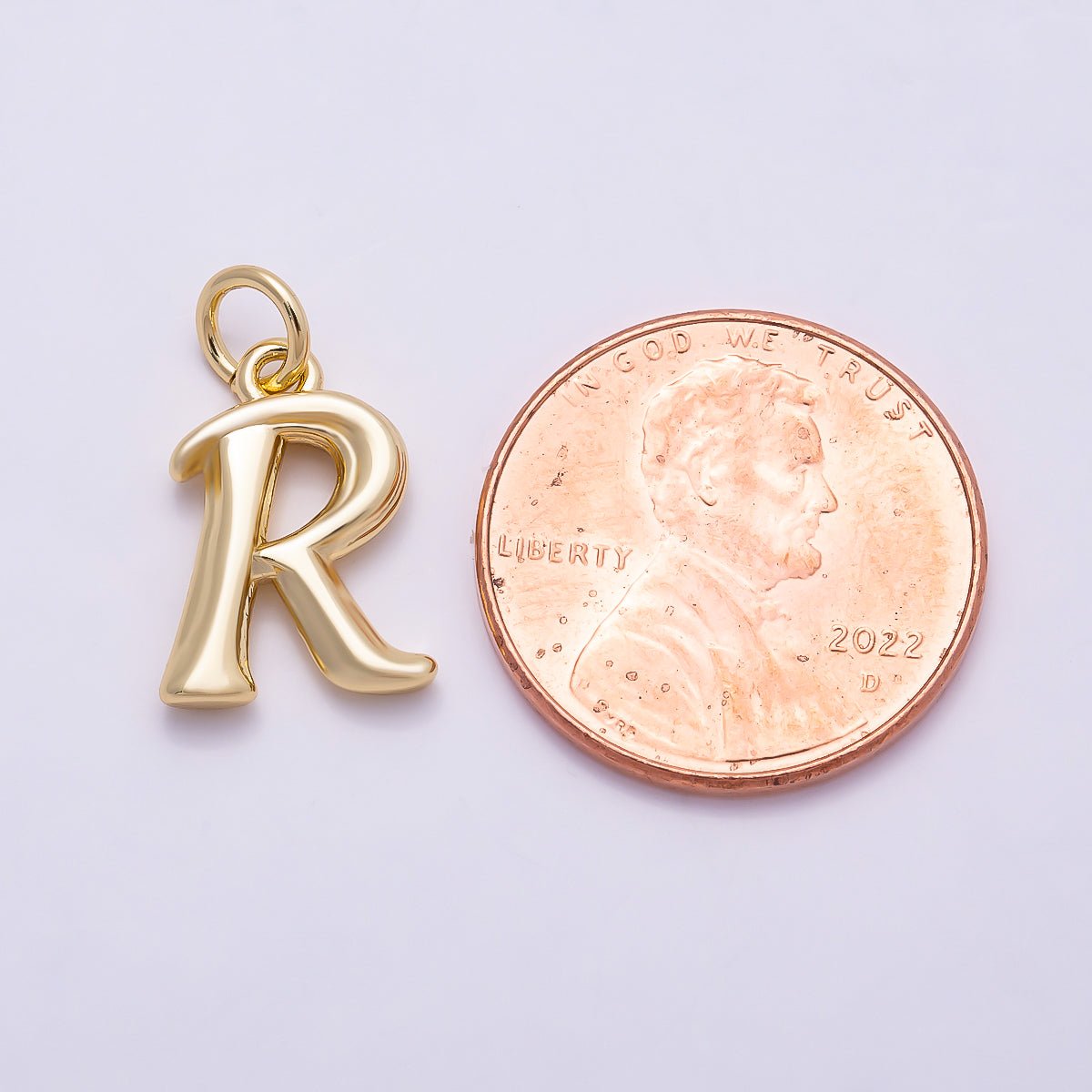 16K Gold Filled 14mm Minimalist Molten Alphabet Initial Letter Charm | Charms-00908 ~ Charms-00933
