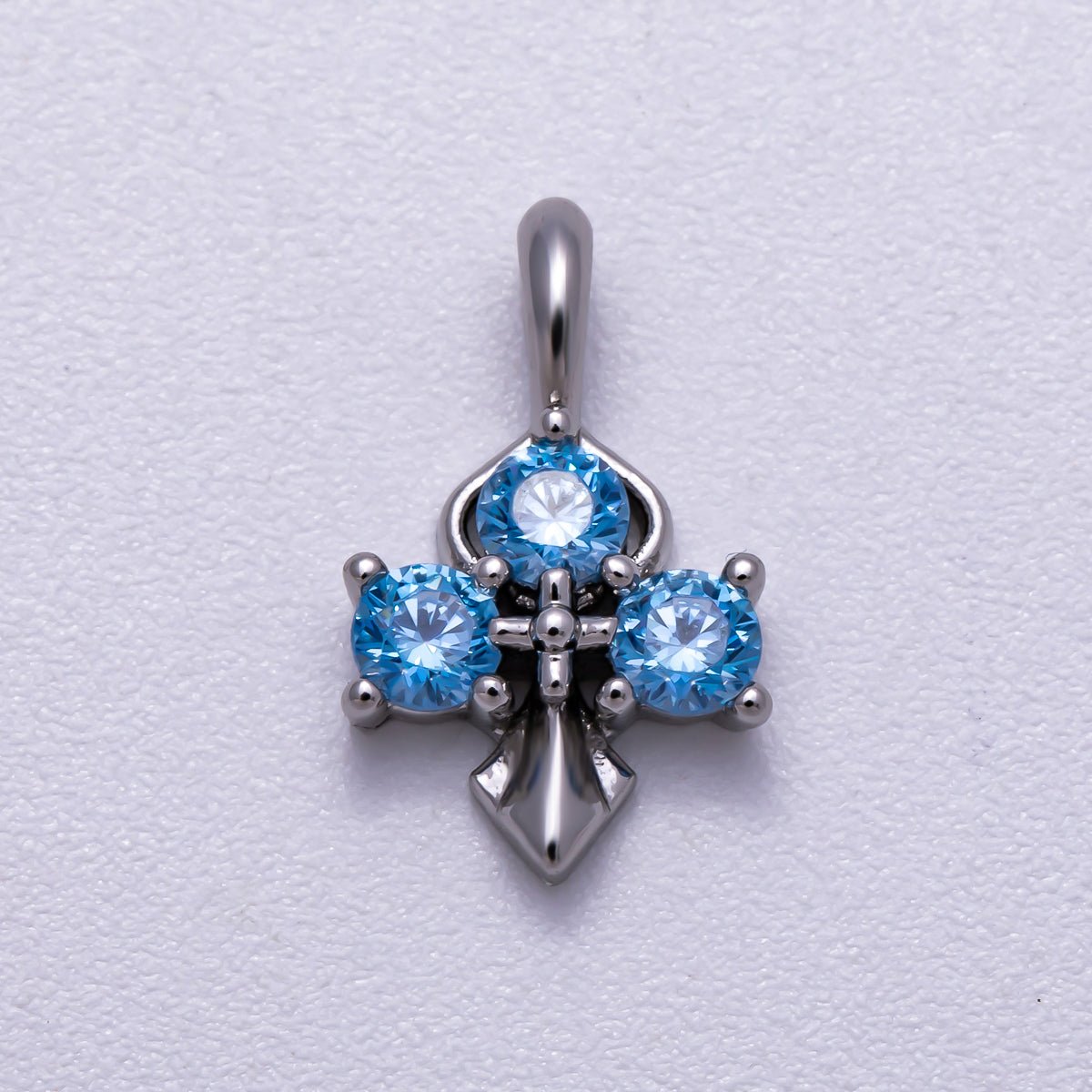 16K Gold Filled 14mm Pink, Blue CZ Mini Cross Charm in Gold & Silver | Charms-00633 ~ Charms-00636
