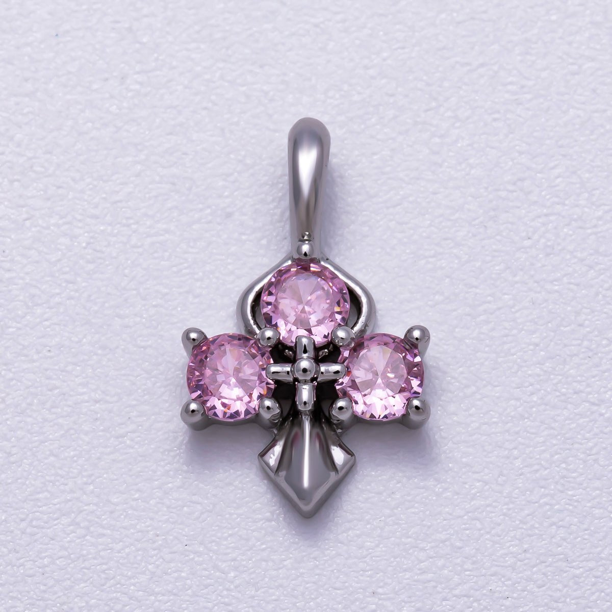 16K Gold Filled 14mm Pink, Blue CZ Mini Cross Charm in Gold & Silver | Charms-00633 ~ Charms-00636