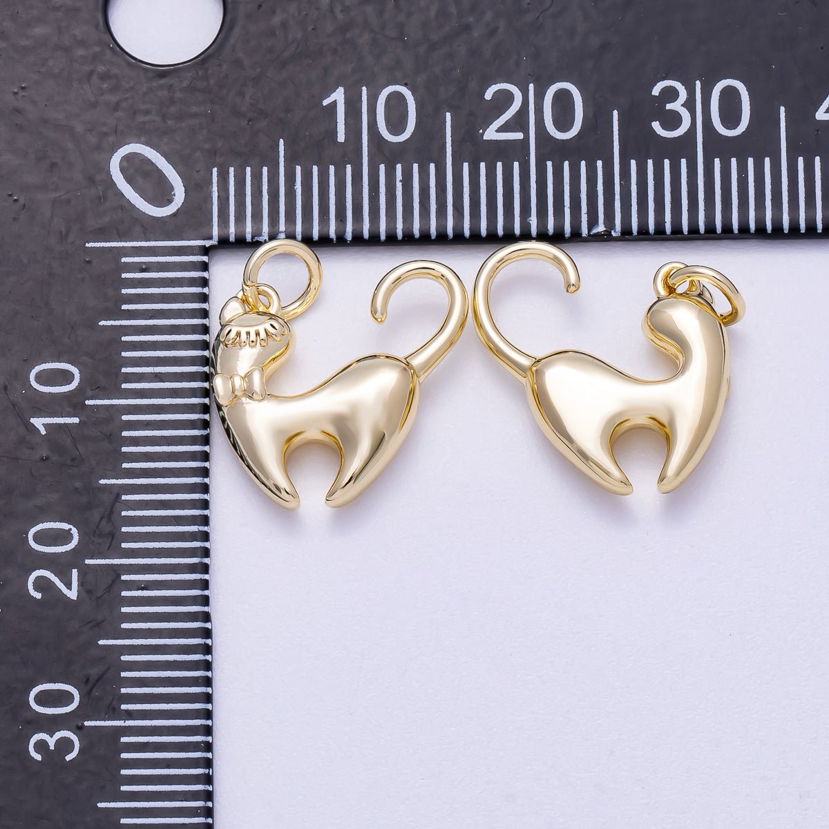 16K Gold Filled 15mm Kitty Cat Pet Animal 3D Multidimensional Charm | Charms-00629